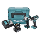 Makita DLX 2452 TJ inalámbrico combo kit coche DTW 300 inalámbrico llave de impacto + DDF 485 inalámbrico taladro + 2x inalámbrico 5.0 Ah + cargador + Makpac