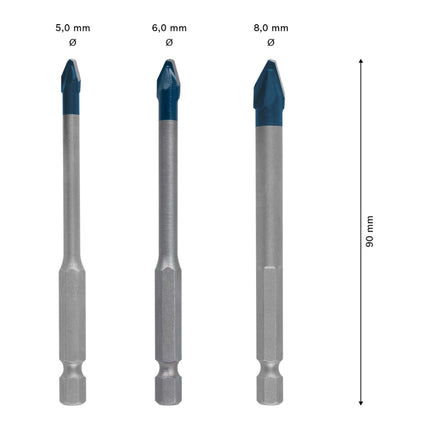 Bosch EXPERT HardCeramic HEX-9 drill bit set 5.0 - 8.0 x 90 mm 3 pcs ( 2608900595 ) Carbide Technology
