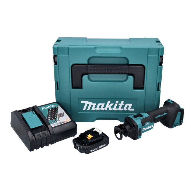 Makita DCO 181 RA1J Cortadora rotativa sin cable 18 V 32000 rpm sin escobillas + 1x batería recargable 2,0 Ah + cargador + Makpac