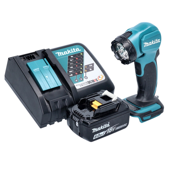 Makita DEADML 815 RG1 LED lámpara de mano sin cable 14,4 - 18 V 160 lm + 1x batería recargable 6,0 Ah + cargador