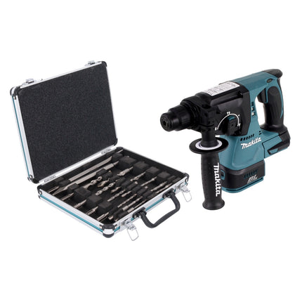 Makita DHR 242 Z Trapano a percussione a batteria 18 V 2,0 J SDS plus Brushless + set di punte e scalpelli da 13 pezzi - senza batteria, senza caricabatterie