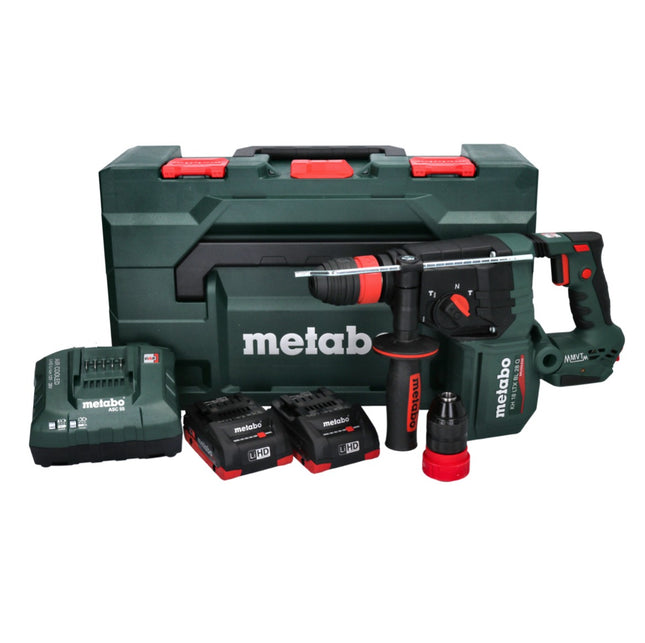 Martillo perforador a batería Metabo KH 18 LTX BL 28 Q 18 V 3 J SDS plus Brushless + 2 baterías de 4,0 Ah + cargador + metaBOX