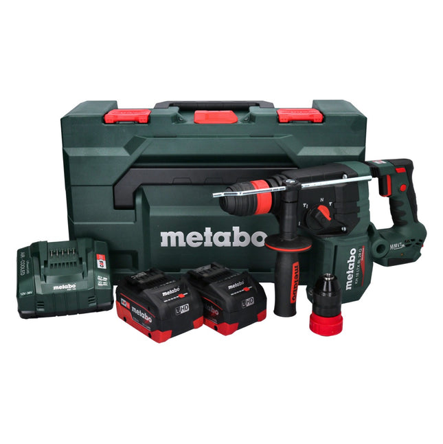 Martillo perforador a batería Metabo KH 18 LTX BL 28 Q 18 V 3 J SDS plus Brushless + 2 baterías de 5,5 Ah + cargador + metaBOX ( 601715660 )