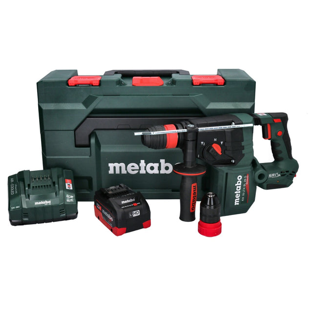 Martillo perforador a batería Metabo KH 18 LTX BL 28 Q 18 V 3 J SDS plus Brushless + 1 batería de 8,0 Ah + cargador + metaBOX