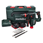 Metabo KH 18 LTX BL 28 Q Martello perforatore a batteria 18 V 3 J SDS plus Brushless + 2x batteria 5,5 Ah + caricabatteria + set di 5 punte e scalpelli + metaBOX