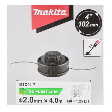 Cabezal de rosca Makita Tap&Go 2,0 mm ( 191D91-7 ) + hilo de corte redondo 1,6 mm 15 m ( E-02733 ) para cortacésped inalámbrico de 18 V DUR 187 y DUR 188