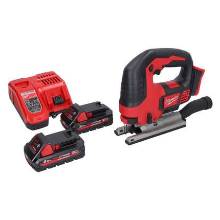 Seghetto alternativo a batteria Milwaukee M18 BJS-302 18 V + 2x batteria ricaricabile 3,0 Ah + caricabatterie