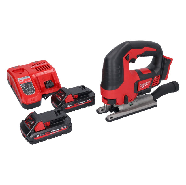 Milwaukee M18 BJS-302 cordless jigsaw 18 V + 2x rechargeable battery 3.0 Ah + charger