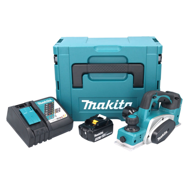 Makita DKP 180 RM1J cepillo sin cable 18 V 82 mm + 1x batería 4,0 Ah + cargador + Makpac