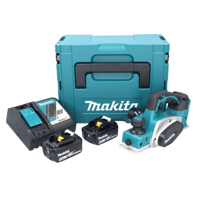 Makita DKP 180 RMJ cepillo sin cable 18 V 82 mm + 2x batería 4,0 Ah + cargador + Makpac