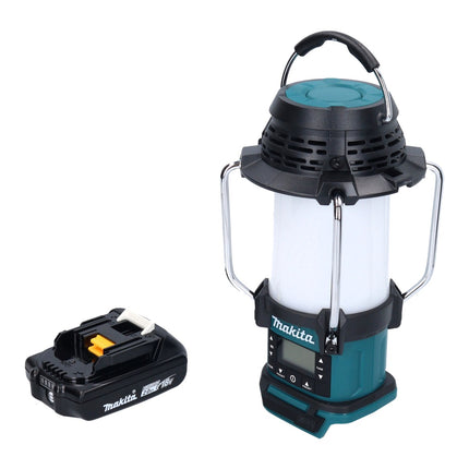 Makita DMR 055 A1 cordless radio 18 V FM with lantern 360° torch + 1x rechargeable battery 2.0 Ah - without charger