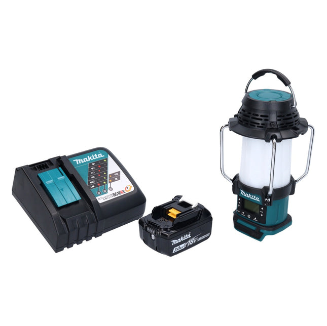 Makita DMR 055 RF1 radio inalámbrica 18 V FM con linterna 360° + 1x batería recargable 3,0 Ah + cargador