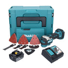 Herramienta multifunción a batería Makita DTM 52 RG1JX4 18 V Starlock Max Brushless + 1x batería recargable 6,0 Ah + cargador + juego de accesorios + Makpac