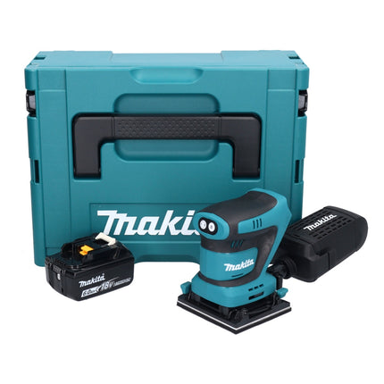 Makita DBO 480 G1J akumulatorowa szlifierka oscylacyjna 18 V 112 x 102 mm + 1x akumulator 6,0 Ah + Makpac - bez ładowarki