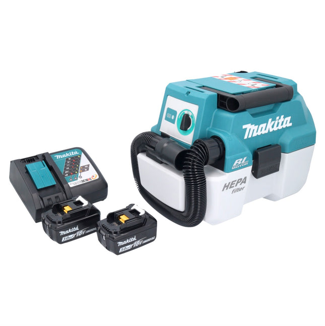 Makita DVC 750 LRF cordless hoover LXT 18 V 67 mbar 7,5 l brushless + 2x battery 3,0 Ah + charger