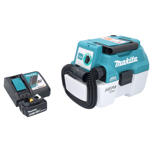 Aspiratore a batteria Makita DVC 750 LRG1 LXT 18 V 67 mbar 7,5 l senza spazzole + 1x batteria ricaricabile 6,0 Ah + caricabatterie