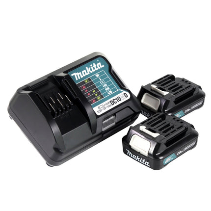 Atornillador de trinquete a batería Makita WR 100 DWA 12 V 47,5 Nm 1/4" 3/8" + 2 baterías de 2,0 Ah + cargador