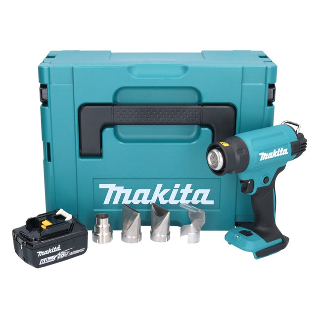 Makita DHG 181 G1J soplador de aire caliente a batería 18 V 150 - 550°C + 1x batería 6,0 Ah + Makpac - sin cargador
