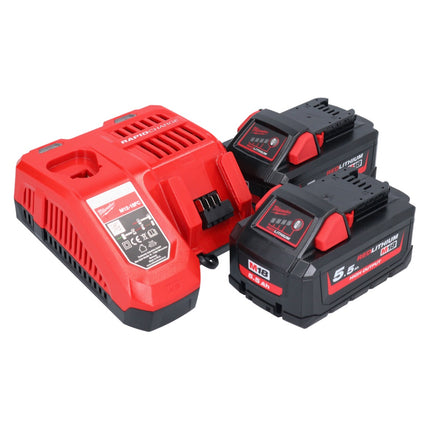 Milwaukee M18 NRG-552 Set de Arranque de Batería High Output 18 V + 2x batería 5.5 Ah ( 2x 4932464712 ) + cargador M12-18 FC ( 4932451079 )