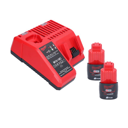 Milwaukee M12 FIR38-202 Batterie cliquet 12 V 75 Nm 3/8'' 1/4'' + 2x batterie 2,0 Ah + kit chargeur