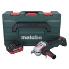 Metabo WPBA 18 LTX BL 15-125 Quick DS 18 V 125 mm smerigliatrice angolare a batteria Brushless + 1x batteria 10,0 Ah + metaBOX - senza caricabatterie