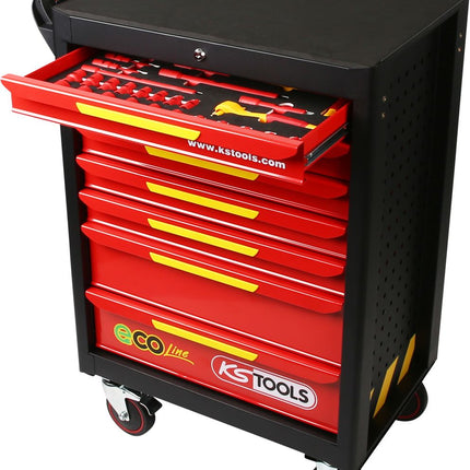 KS TOOLS ECOline Werkstattwagen mit 42 isolierten Werkzeugen für Hybrid- und Elektrofahrzeuge ( 117.6144 ) - Toolbrothers