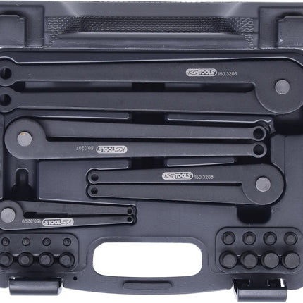 KS TOOLS Juego de destornilladores para tuercas de dos orificios, ajustables progresivamente, con espigas intercambiables, 20 pzs ( 150.3205 )