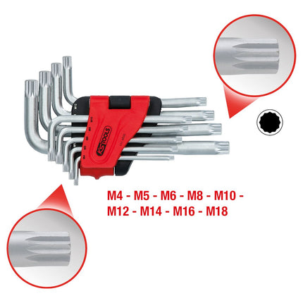 KS TOOLS XZN-Winkelstiftschlüssel-Satz, kurz, 9-tlg ( 151.4630 ) - Toolbrothers