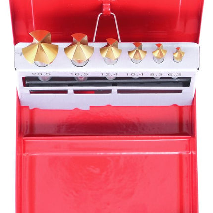 KS TOOLS HSS TiN Kegel-Entgratsenker-Satz, Stahlblechkassette 6-tlg ( 336.0426 ) - Toolbrothers