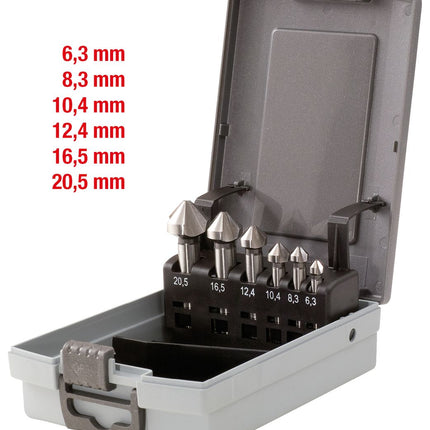 KS TOOLS HSS Co 5 Kegel-Entgratsenker-Satz, Kunststoffkassette 6-tlg ( 336.0456 ) - Toolbrothers
