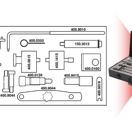 KS TOOLS Juego de herramientas de reglaje de motores para VAG, 21 pzs ( 400.2225 )