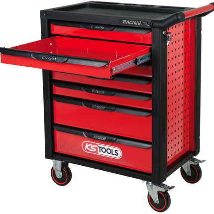 KS TOOLS RACINGline SCHWARZ/ROT Werkstattwagen mit 7 Schubladen und 215 Premium-Werkzeugen ( 826.7215 ) - Toolbrothers