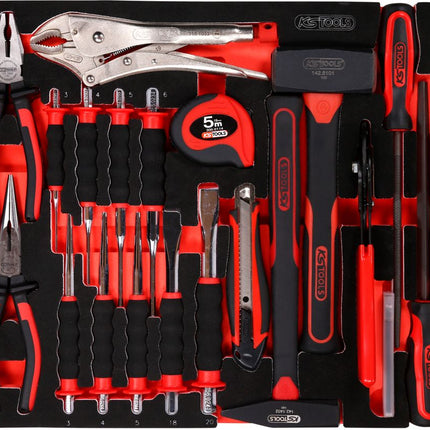 KS TOOLS Zangen- / Hammer- / und Meißel-Satz in Schaumstoffeinlage, 33-tlg ( 811.0033 ) - Toolbrothers