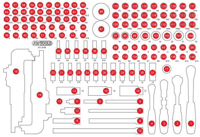 KS TOOLS Inserto de gomaespuma vacío para 811.0156 ( 811.0156-97 )