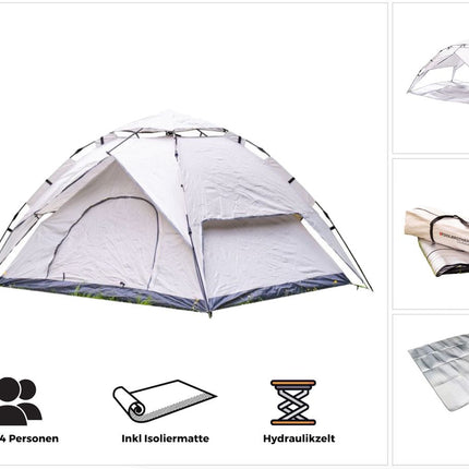 Toolbrothers Tienda de campaña exterior para 2-4 personas Tienda cúpula hidráulica Tienda pop-up Impermeable, 2000 mm columna de agua + colchón aislante