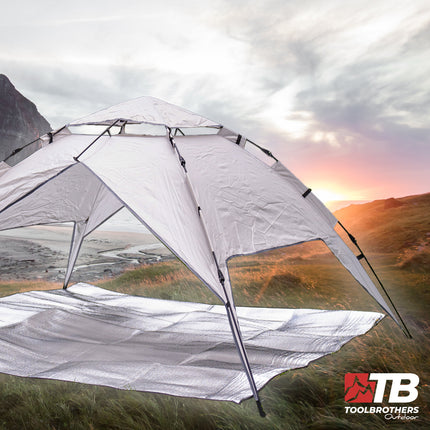 Toolbrothers Tienda de campaña exterior para 2-4 personas Tienda cúpula hidráulica Tienda pop-up Impermeable, 2000 mm columna de agua + colchón aislante