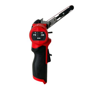 Lima de banda de batería Milwaukee M12 FBFL10-302 12 V 10 x 330 mm + 2x baterías 3,0 Ah + cargador