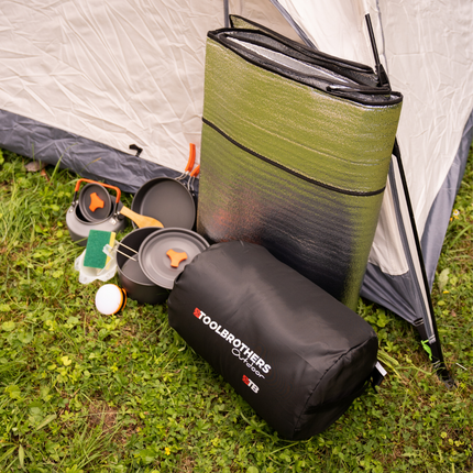 Toolbrothers Outdoor Camping-Set Tienda de campaña para 2-4 personas Tienda hidráulica con colchón aislante y equipo de camping 14 pcs.