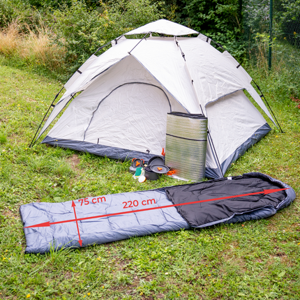 Toolbrothers Outdoor Camping-Set Tienda de campaña para 2-4 personas Tienda hidráulica con colchón aislante y equipo de camping 14 pcs.