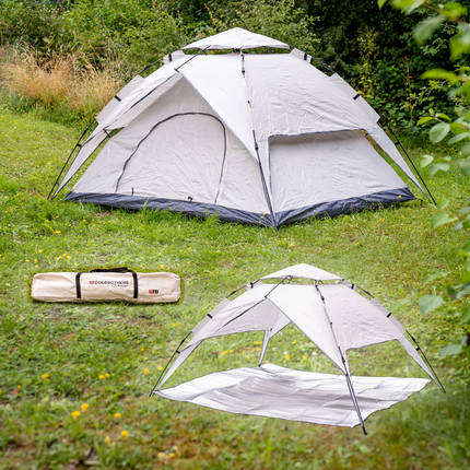 Toolbrothers Outdoor Camping-Set Tienda de campaña para 2-4 personas Tienda hidráulica con colchón aislante y equipo de camping 14 pcs.