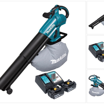 Makita DUB 187 RF2 Souffleur et aspirateur de feuilles sans fil 18 V Brushless + 2x batterie 3,0 Ah + chargeur