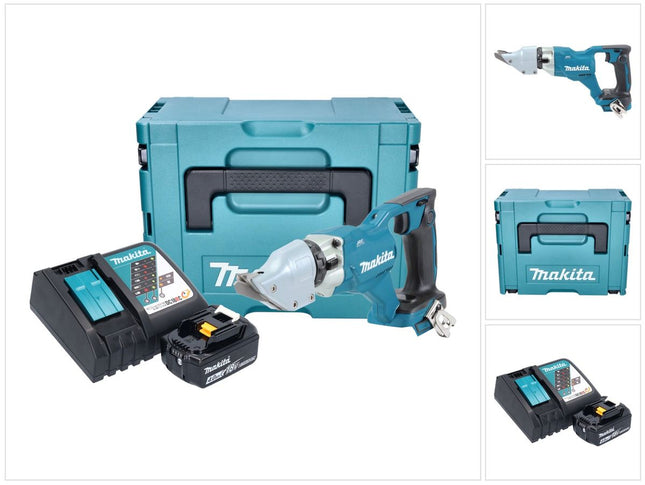Makita DJS 200 RM1J Cisaille à tôle sans fil 18 V 2,0 mm Brushless + 1x batterie 4,0 Ah + chargeur + Makpac