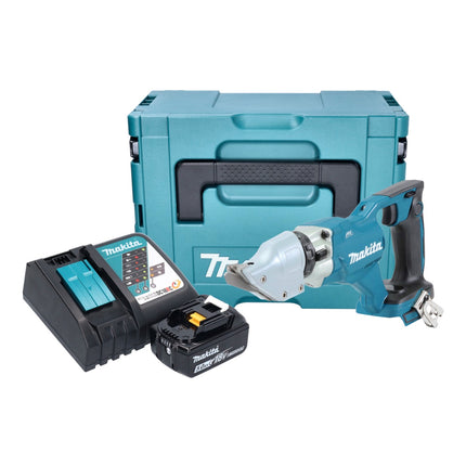 Makita DJS 200 RT1J Cisaille à tôle sans fil 18 V 2,0 mm Brushless + 1x batterie 5,0 Ah + chargeur + Makpac