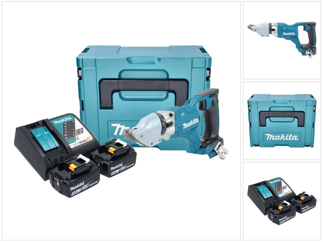 Makita DJS 200 RTJ Cisaille à tôle sans fil 18 V 2,0 mm Brushless + 2x batterie 5,0 Ah + chargeur + Makpac