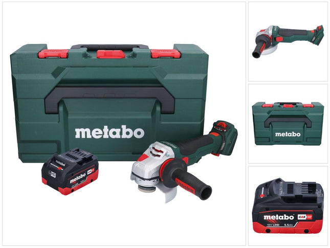 Metabo WVB 18 LTX BL 15-125 Quick amoladora angular sin cable 18 V 125 mm sin escobillas + 1x batería recargable 5,5 Ah + metaBOX - sin cargador