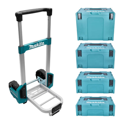 Carro de transporte Makita TR00000001 + tamaño Makpac. 1 + talla 2 + tamaño 3 + tamaño 4 cajas de sistema