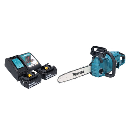 Makita DUC 357 RT2X2 Motosierra sin cable 18 V 35 cm 7,7 m/s Sin escobillas + 2x batería 5,0 Ah + cargador