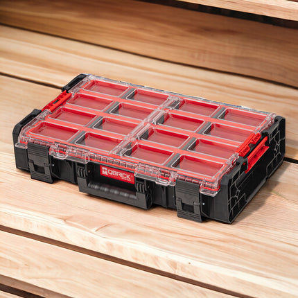 Qbrick System ONE Organizer XL 2.0 Long Bin sztaplowany 582 x 387 x 131 mm 13,5 l IP66 z 4 wkładami i 12 przegrodami