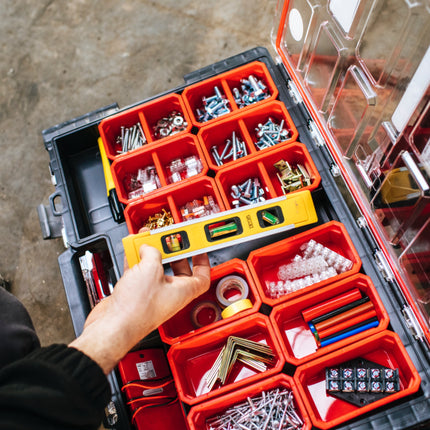 Qbrick System ONE Organizer L 2.0 apilable 531 x 379 x 77 mm 6 l IP 66 con 10 inserciones