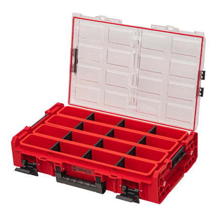 Qbrick System ONE Organizer XL 2.0 Long Bin RED ULTRA HD Niestandardowy, sztaplowany 582 x 387 x 131 mm 13,5 l IP66 z 4 wkładami i 12 przegrodami